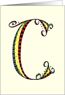 Whimsical C Monogram On Yellow Blank Card