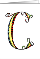 Whimsical C Monogram On White Blank Card
