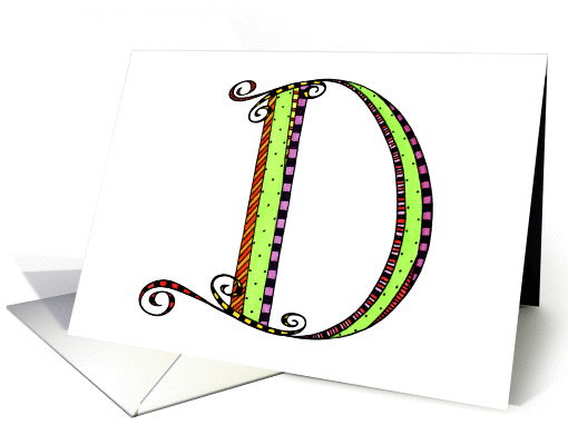 Whimsical D Monogram On White Blank card (1029247)