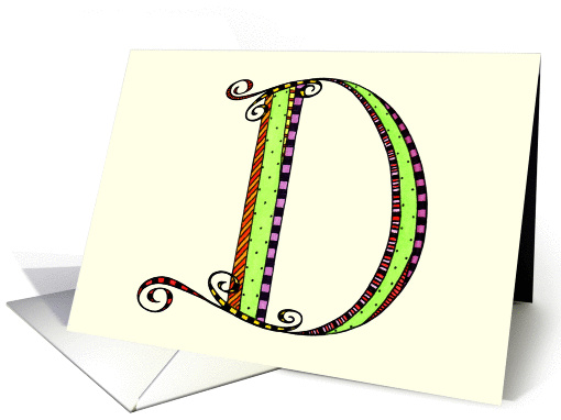 Whimsical D Monogram On Yellow Blank card (1029251)