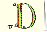 Whimsical D Monogram On Yellow Blank Card