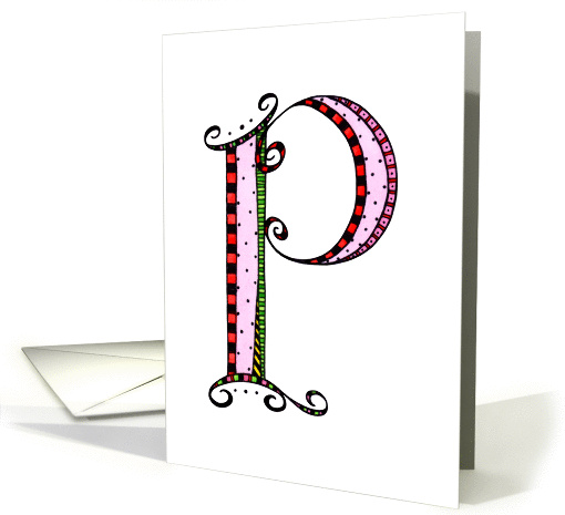 Whimsical P Monogram On White Blank card (1029255)