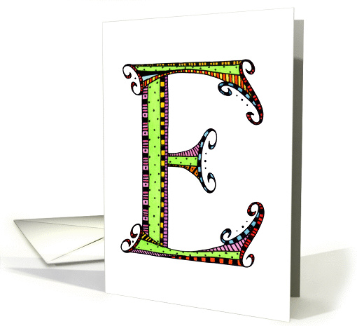 Whimsical E Monogram On White Blank card (1029401)