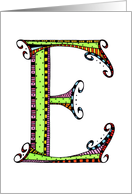 Whimsical E Monogram On White Blank Card