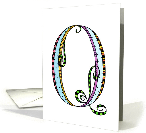 Whimsical Q Monogram On White Blank card (1029895)