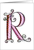 Whimsical R Monogram On White Blank Card