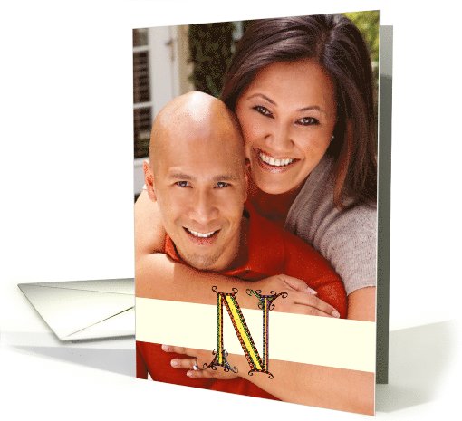 Whimsical N Monogram Blank Photo Insert card (1029931)