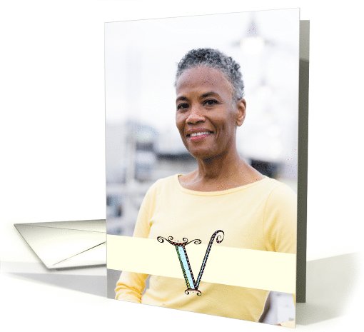 Whimsical V Monogram Blank Photo Insert card (1029977)