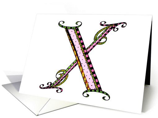 Whimsical X Monogram On White Blank card (1030011)