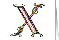 Whimsical X Monogram On White Blank Card