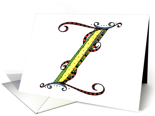 Whimsical Z Monogram On White Blank card (1030023)