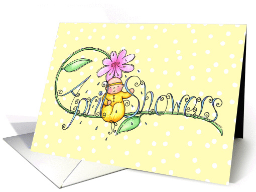 April Showers Baby On Flower - Happy Spring card (1063107)