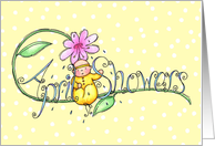 April Showers Baby On Flower - Happy Spring Card