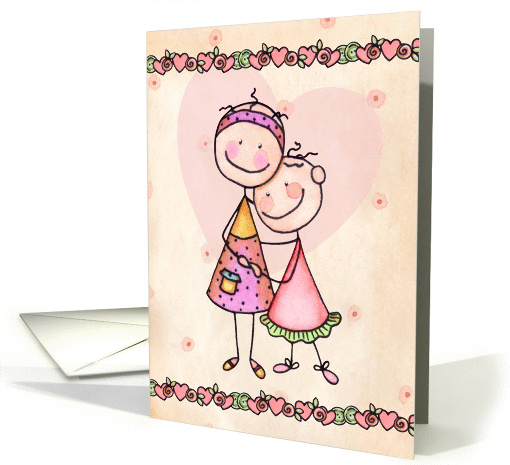 Happy Mother's Day From Daughter - Cute Stick Figures card (1064767)