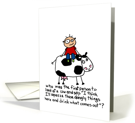 Cow With Dangly Things - Birthday card (1075772)