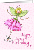 Spring Paper Rose Fairy Birthday Card