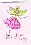 Paper Rose Fairy in June Birthday Card
