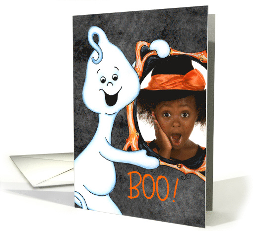 Happy Ghost Holding Frame, Halloween Photo Insert card (1318850)