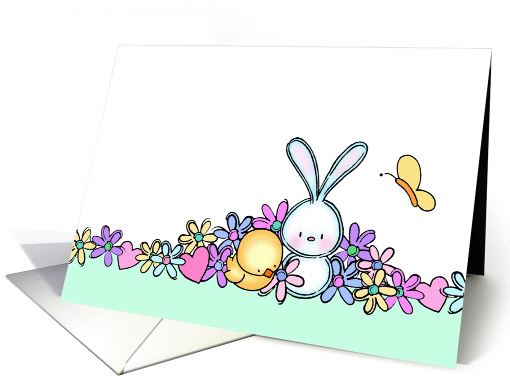 Bunny, Chick, and Butterfly Easter card (1360880)