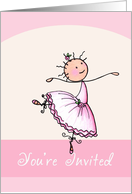 Pink Stick Figure Ballerina Dance Recital Invitation card