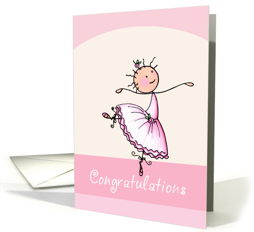 Congratulations Ballet Dance Recital, Pink Stick Figure Ballerina card