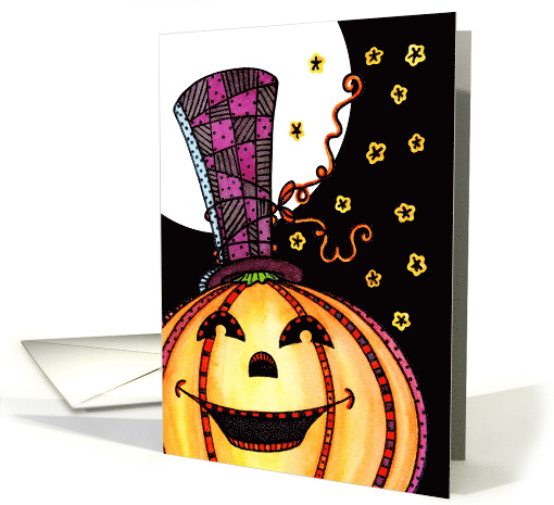 Happy Pumpkin Jack-O-Lantern Zentangle Inspired Halloween card