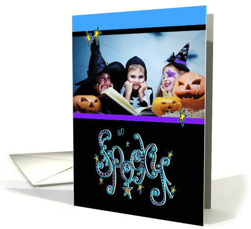 So Spooky Blue Zentangle Inspired Photo Insert Halloween card