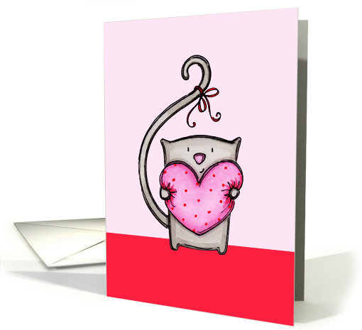 Smitten Kitten Hugging Heart Pillow Valentine's Day card (1417822)