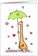 Raining Hearts On Giraffe Valentine’s Day card