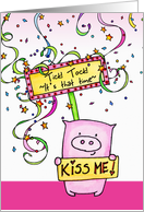 Tick Tock Kiss Me Piggy New Year’s Day card