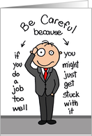 Congratulations on New Job Cartoon Man Humor card