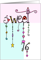 Sweet 16 Dangles Birthday Card