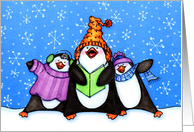 Penguin Christmas Carolers card