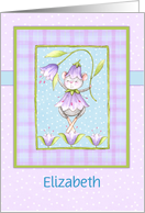 Custom Ballerina Mouse Dressed In Lavender Flowers, Girls Birthday card
