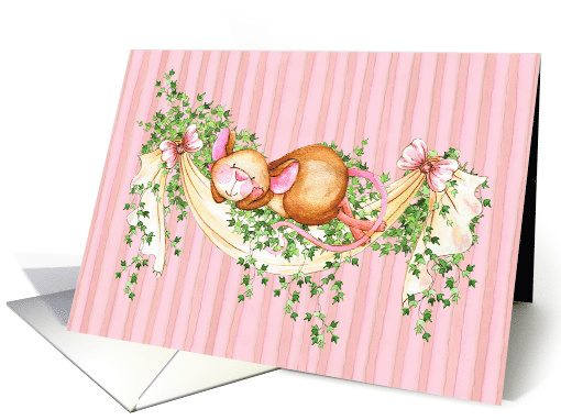 Sweet Mouse Relaxing on a Bed of Ivy Thinking of You card (1585554)