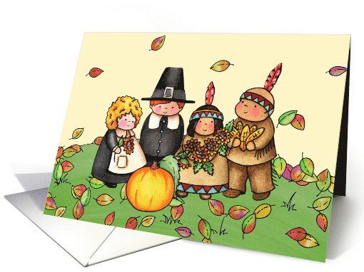 Thanksgiving Friends Sharing with Each Other card (1586376)
