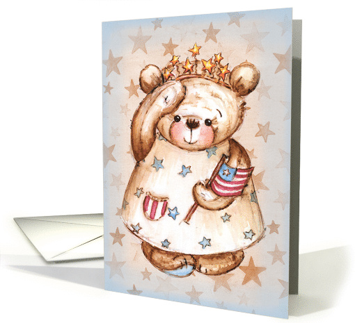 Patriotic Girl Bear Veterans Day card (1586398)