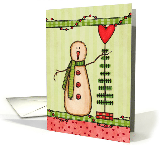 Prim Snowman with Christmas Tree card (1587472)