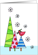 Fun Patterned Christmas Trees with Redbird card