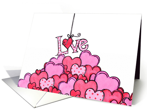 Love with a Mountain of Hearts Valentine's Day card (1593364)