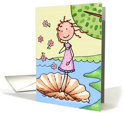 Birth of Venus Stick Figure a True Masterpiece, Birthday card