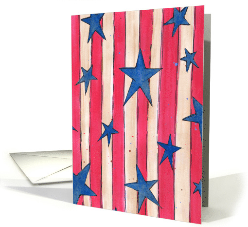 Primitive Stars & Stripes Fourth of July card (1626530)