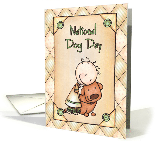 Stick Figure Boy with Dog, National Dog Day card (1626560)