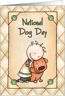 Stick Figure Boy with Dog, National Dog Day card