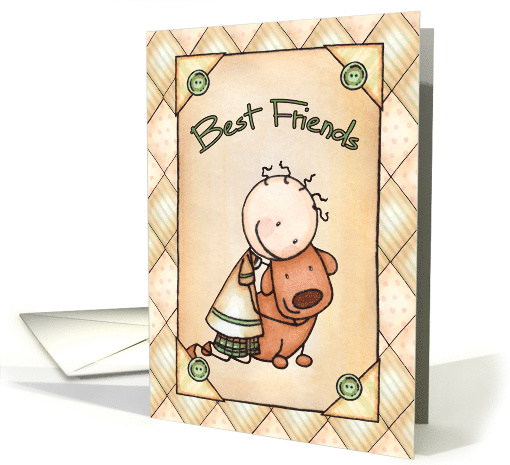 Stick Figure Boy with Best Friend Dog, National Dog Day card (1626570)