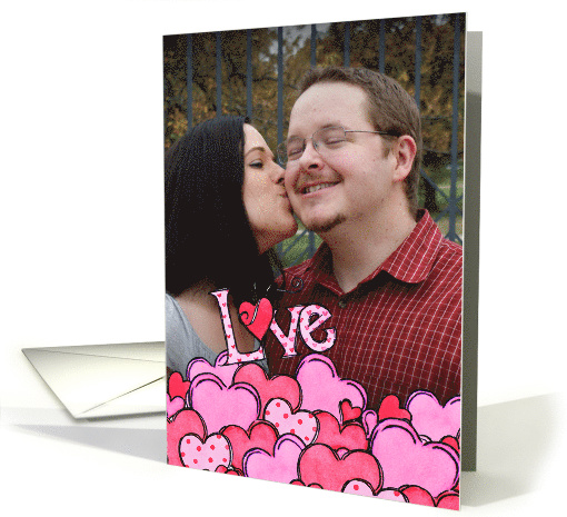 Love with a Mountain of Hearts Valentine's Day Photo Insert card