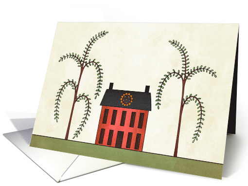 Congratulations on Your New Home Primitive House Illustration card