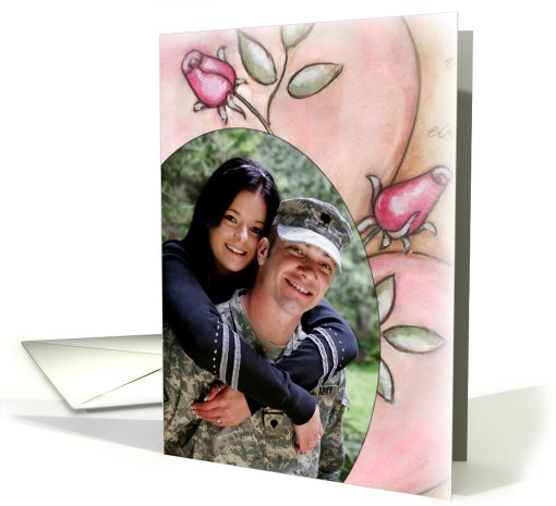 Romantic Roses Photo Insert Engagement Announcement card (470772)