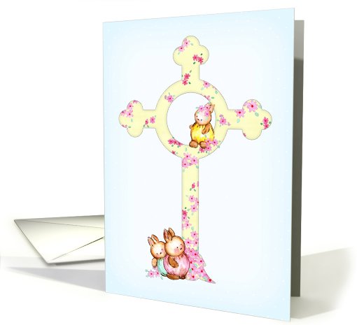 Easter Bunnies With Cross card (586054)