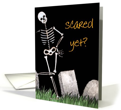 Halloween Skeleton In Grave Yard card (653547)